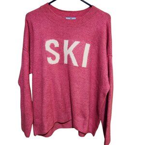 CCeCe Women’s Size Medium Pink “Ski” Sweater Crew Neck Oversized Winter Knit